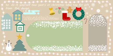 flat vector new year's or christmas printable tag for gift or sale, do it yourself new year's or christmas label tag for gift