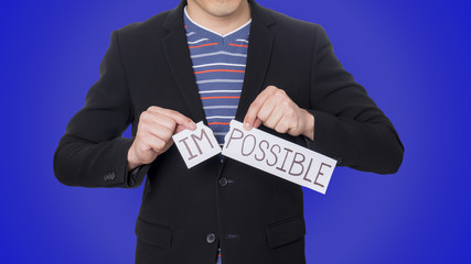 Businessman tear up paper Impossible for concept of successful 1