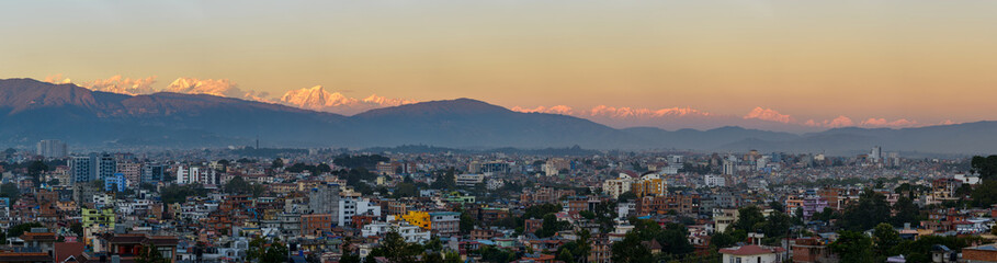 Kathmandu city and the Himalayas panorama - obrazy, fototapety, plakaty