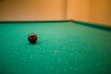 billiard balls on green baize in the game of pyramid