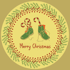 Merry Christmas greeting design set.