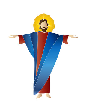 recommend clip art: Jesus Christ - Resurrection of the risen Lord, religious Easter illustration