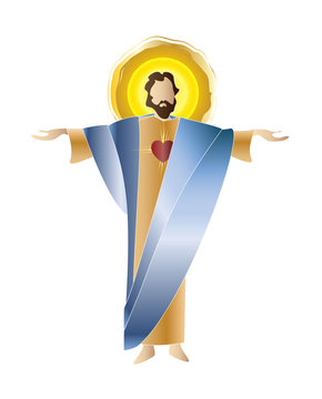 recommend clip art: Jesus Christ - Sacred Heart of the risen Lord, religious Easter illustration, isolated on white.