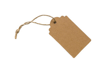 Blank paper gift tag with twine attached