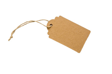 Blank decorative cardboard paper gift tag with twine tie