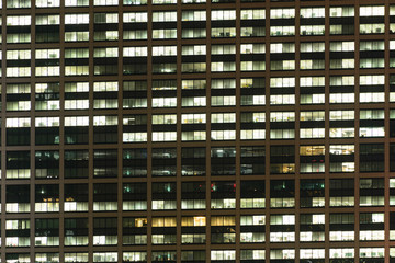 Fototapeta na wymiar External of Modern Japanese Office at night. This shows overwork and work-life-balance related concept.