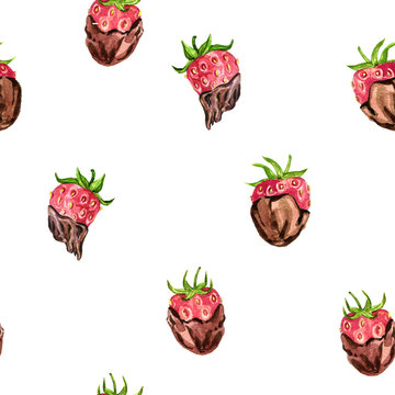 seamless pattern with strawberries and chocolate