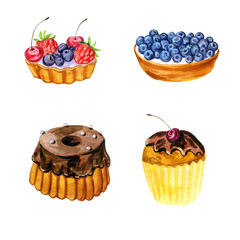 watercolor cake with berries