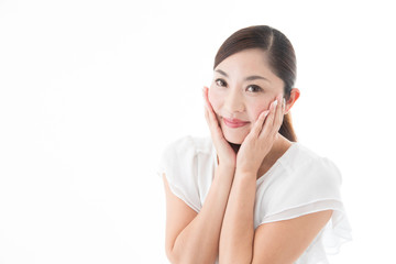 Fototapeta premium ビューティー・ミドル女性(白バック)