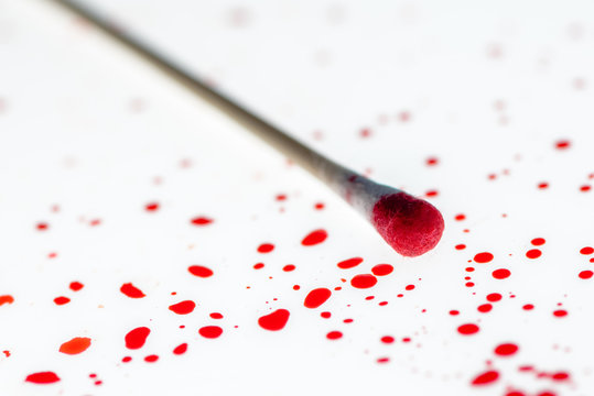 Cotton swab and blood drips in crime scene investigation