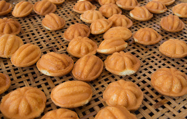 Sweets crispy eggs on white background