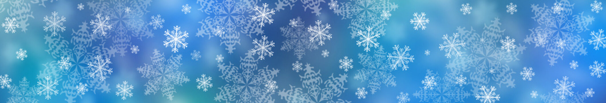 Christmas background. Beautiful snowflakes, bokeh and abstract wave. banner.