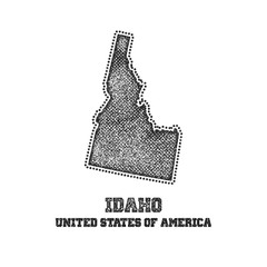 Label with map of idaho.
