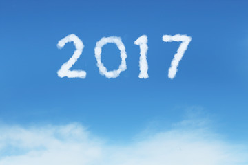 Naklejka na ściany i meble 2017 clouds on the clear blue sky