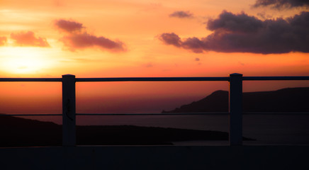Fototapeta na wymiar Evening scene with silhouette balcony
