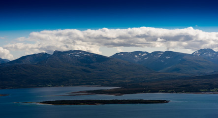 Fototapeta na wymiar Norway fjord channels landscape background