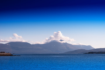 Fototapeta na wymiar Norway mountain island landscape background