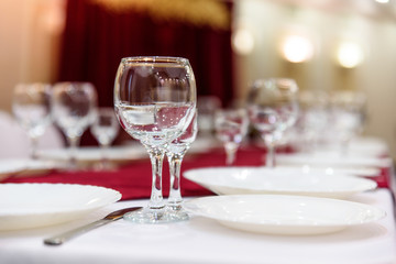 Glasses on a Banquet table serving holiday