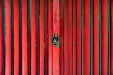 Red metal folding gate, Penang, Malaysia
