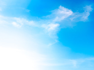 Blue sky background with white clouds and sunlight