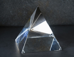 Pyramid glass / View of pyramid glass on dark background.