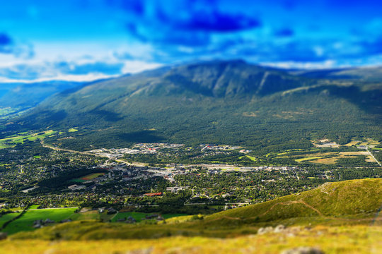 Oppdal mountain valley landscape background