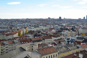 Fototapeta premium Aerial scenic panoramic view of Vienna seen from Haus des Meeres in Austria