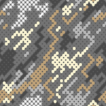 Pattern. Vector Background Of Grey Digital Camoflage Pattern