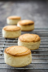 Traditional Christmas shortbread on wooden table
