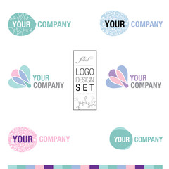 Modern logo design set: various logotypes for business as floral design, florist, wedding plan, stylist, fashion, cake design, spa, wellness, soap shop, make up artist, start-up, clinics, body care
