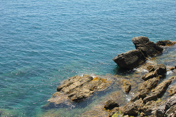 view of the sea and rocks from above