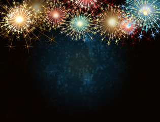 fireworks on a dark background with bokeh effect