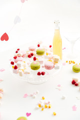 Sweet tasty desserts, berries and lemonade