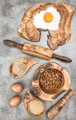 Ingredients spices dough preparation Food background
