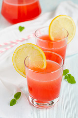 Two glasses of pink lemonade