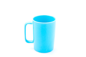 Light blue coffee cup isolated with white background.