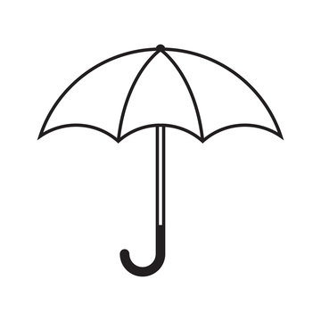 Simple lined flat umbrella icon, Outlined, grayscale on white background