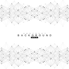 Geometric abstract background with connected line and dots. Structure molecule and communication. Scientific concept for your design. Medical, technology, science background. Vector illustration.