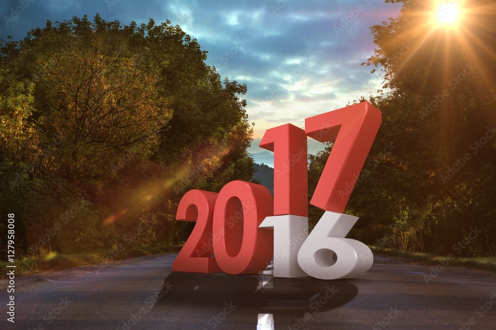 Aufkleber composite image of digitally generated image of new over old yea