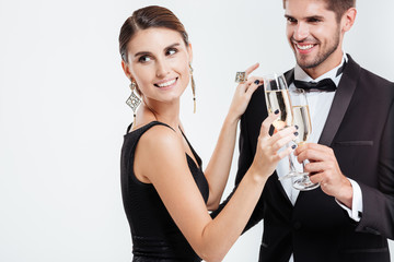 Business people with champagne