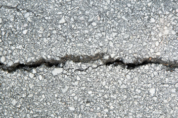  closeup on concrete asphalt cracks on the road.