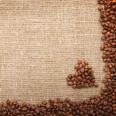 Coffee beans on the cloth sack