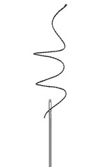 needle with a black thread close up isolated on white background