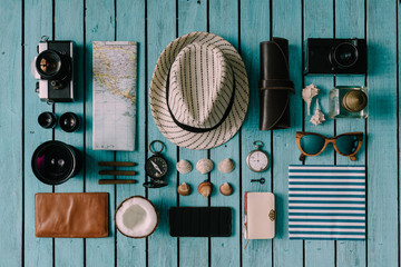 Summer vacation things neatly organised