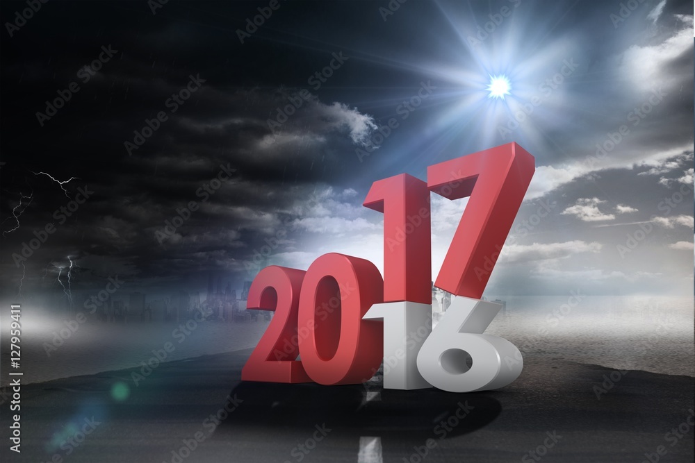Poster composite image of digitally generated image of new over old yea