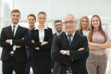 Group portrait of a professional business team looking confident