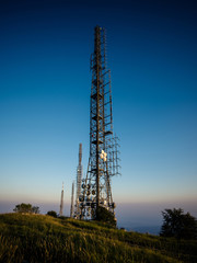 radio waves antenna at mountain top
