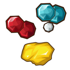 Yellow, red and blue precious stone. Vector