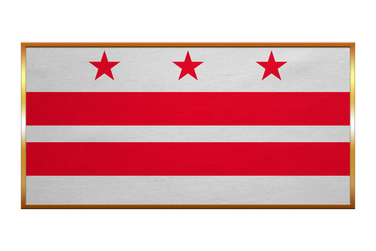 Flag of Washington, D.C., golden frame, textured