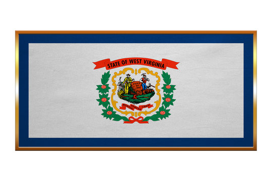 Flag of West Virginia, golden frame fabric texture